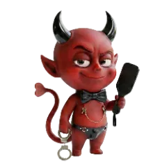 Maskot Intim Shop — usmiaty diablik