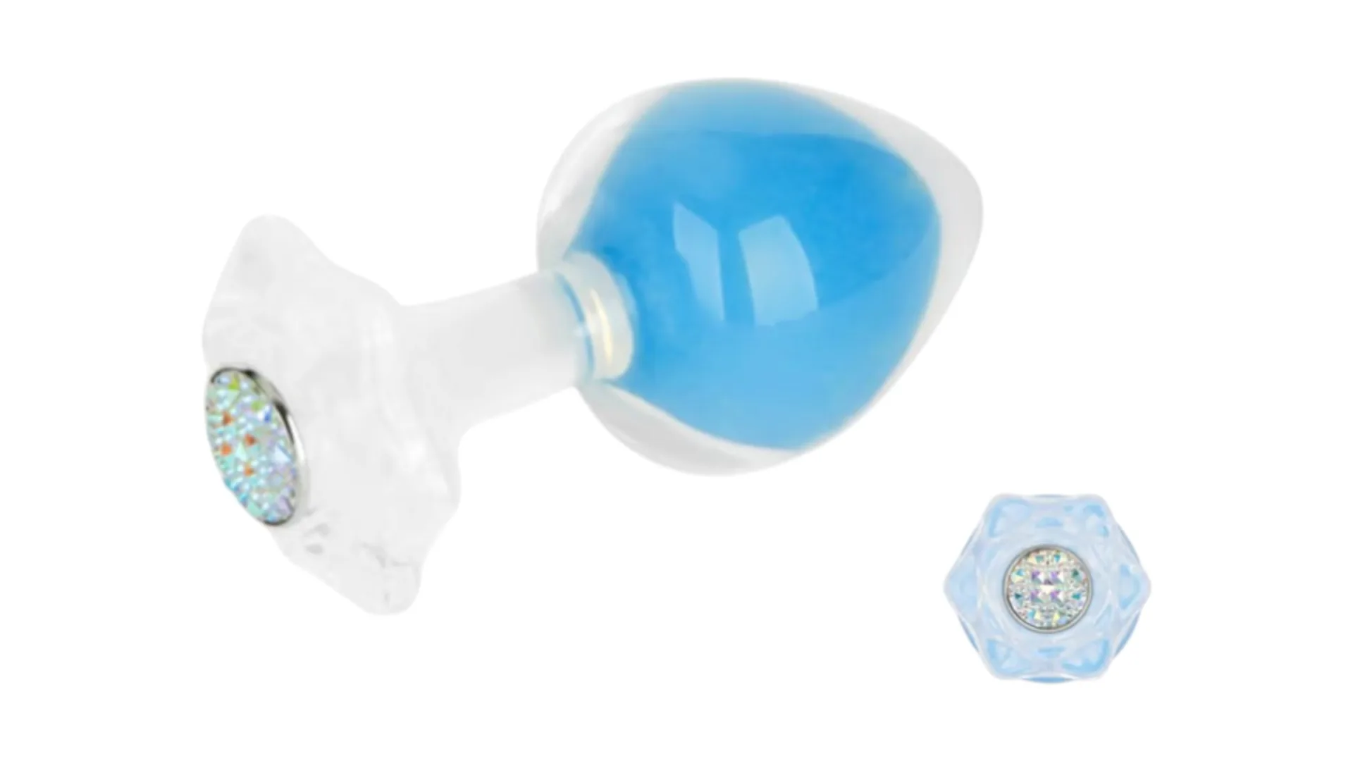 lovetoy Gemoria - Svietiaci silikónový análny kolík s guličkou  modrý 11,3cm