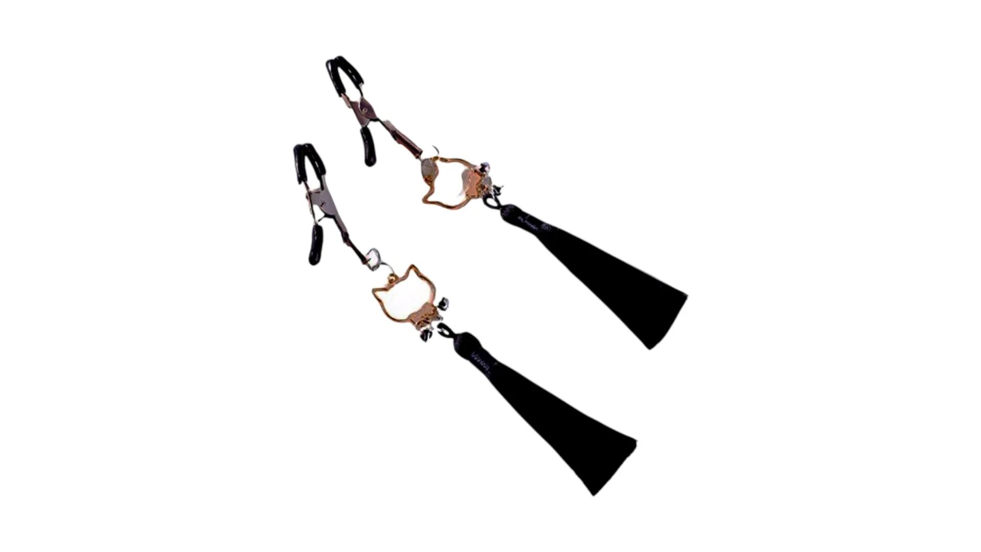 Mokko Nipple Clamps s ozdobnými strapcami a rolničkami - čierne