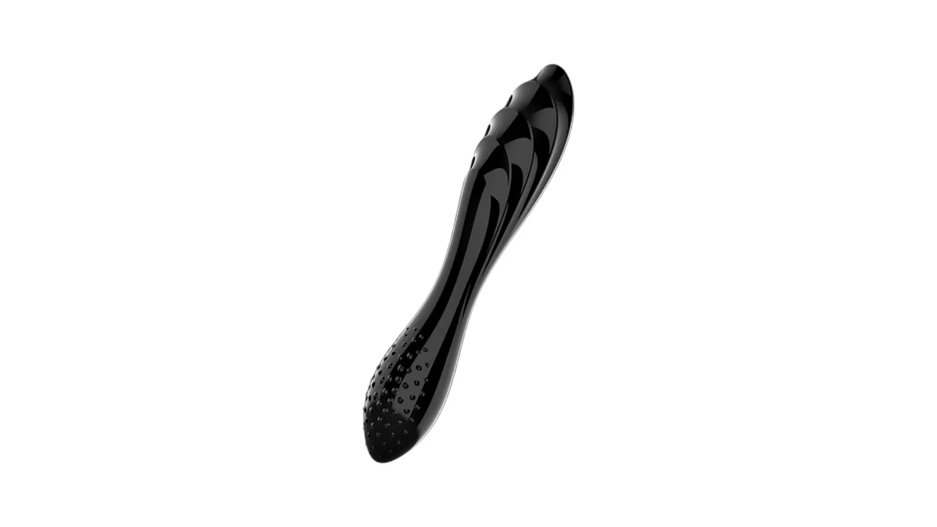 Satisfyer – Dazzling Crystal 1, čierne obojstranné sklenené dildo z borosilikátu