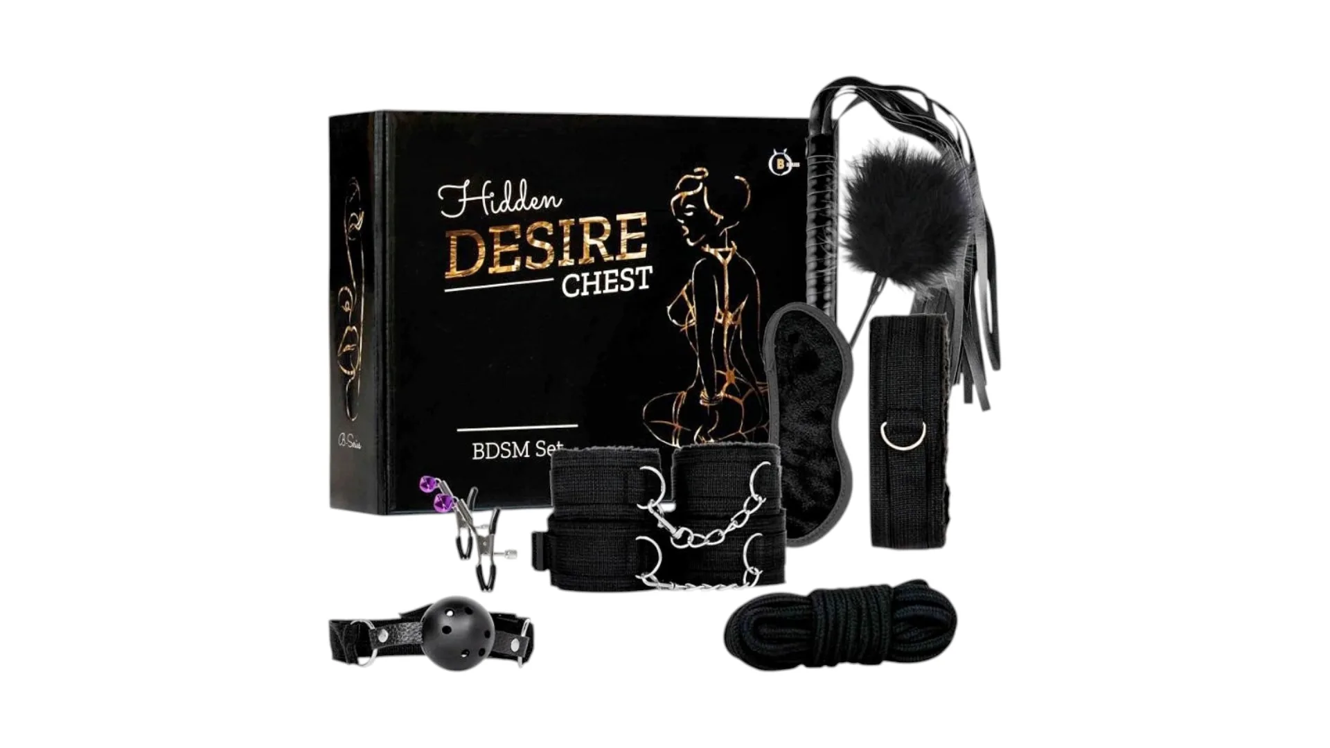 B-Series Hidden Desire Chest - 10-dielna BDSM sada (Čierna)